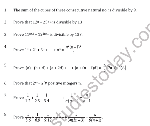 Cbse Class Principle Of Mathematical Induction Worksheet E